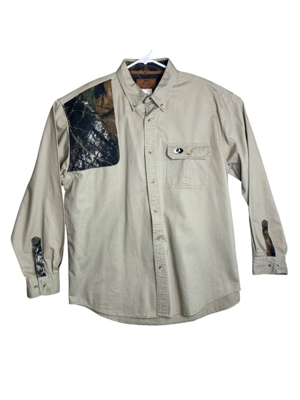 Mossy Oak Camo Accent Long Sleeve Button Down Fishing Shirt XL Tall Mens Top
